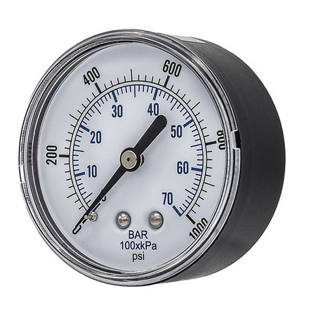 PIC GAUGES Pressure Gauge, 0 to 1000 psi, 1/4 in MNPT, Black SEP-102D-254M