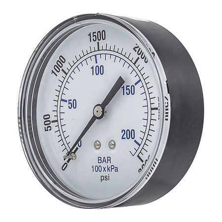 PIC GAUGES Pressure Gauge, 0 to 3000 psi, 1/4 in MNPT, Black SEP-102D-354P