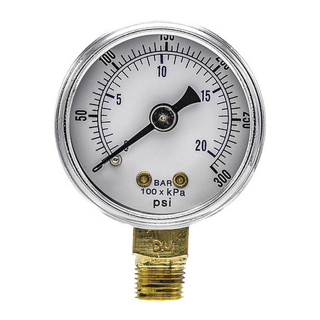 PIC GAUGES Pressure Gauge, 0 to 300 psi, 1/8 in MNPT, Black 101D-158H