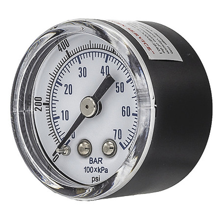 Pic Gauges Pressure Gauge, 0 to 1000 psi, 1/8 in BSPT, Black SEP-102D-158M-BSPT