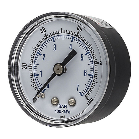 PIC GAUGES Pressure Gauge, 0 to 100 psi, 1/4 in BSPT, Black SEP-102D-204E-BSPT