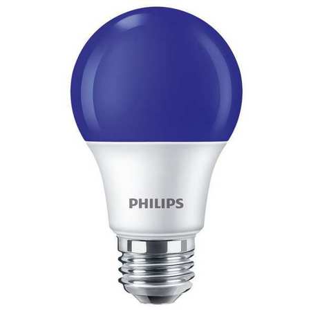 SIGNIFY LED Bulb, A19, 3000K, 60 lm, 8W, Bulb Finish: Frosted 8A19/LED/BLUE/P/ND 120V 4/1FB