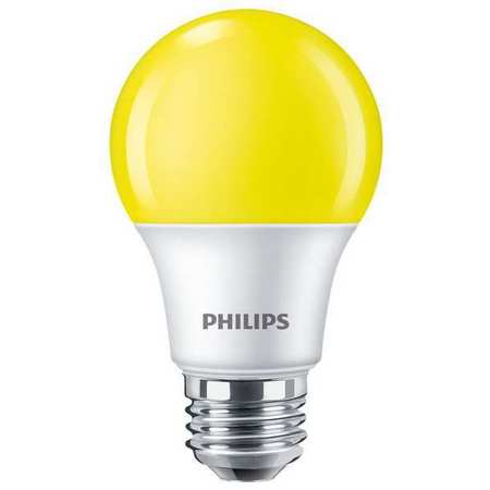 SIGNIFY LED Bulb, A19, 3000K, 60 lm, 8W, Voltage: 120V AC 8A19/LED/YELLOW/P/ND 120V 4/1FB