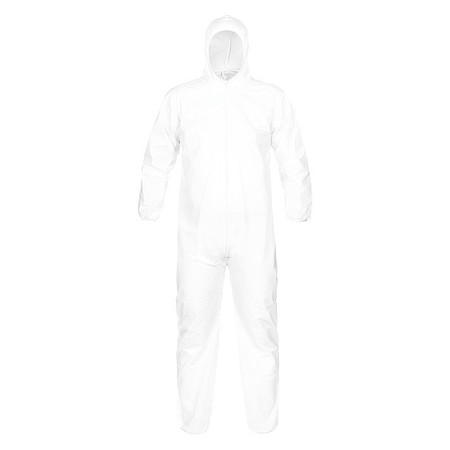 MICROMAX Hooded Disposable Coveralls, White, Polyester Scrim, Zipper PBLTG428-SM