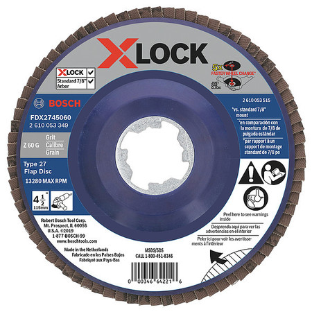 Bosch Fiber Disc, 4 1/2 in Dia, 7/8in Arbor FDX2745060