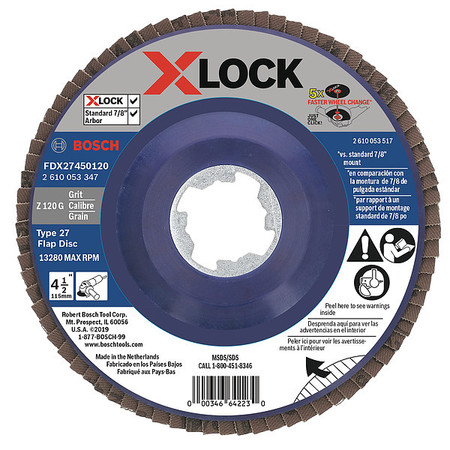 Bosch Fiber Disc, 4 1/2 in Dia, 7/8in Arbor FDX27450120