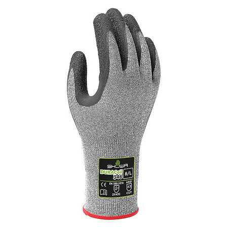 SHOWA Cut Resistant Coated Gloves, A3 Cut Level, Latex, M, 1 PR 346M-07