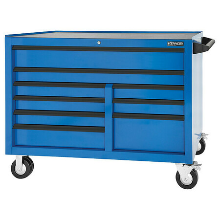 KENNEDY Rolling Tool Cabinet, 9 Drawer, Blue, 54 in W 549MPBL