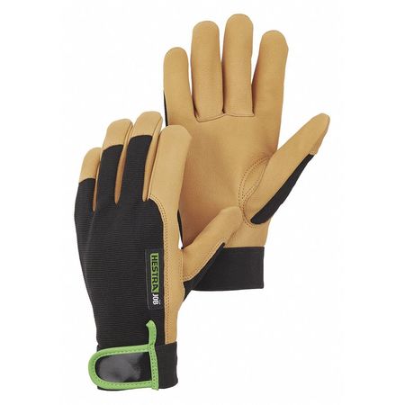 HESTRA Glove, Leather, Goatskin, Black/Tan, S 73040-701-07
