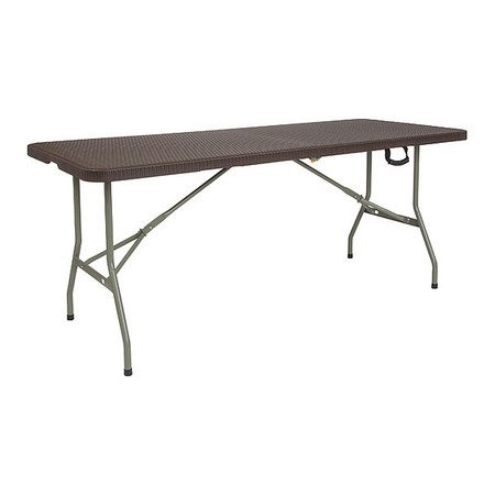 Flash Furniture Rectangle Rattan Folding Table, Plastic, Brn, 29x71", 29" W, 71" L, 29" H, Plastic Top, Brown DAD-FT-180Z-GG