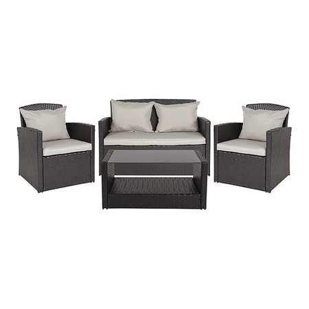 Flash Furniture Rectangle Aransas Patio Set, Black, 4 pcs., 47.25" X 23" X 30.5", Black JJ-S351-GG