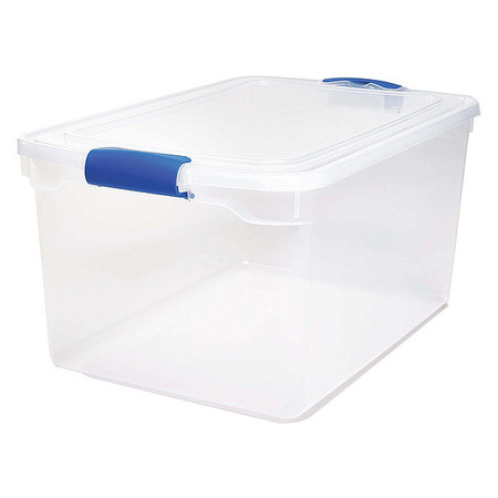 Homz Storage Tote with Latch Lid, Clear, Plastic, 66 qt Volume Capacity, 2 PK 3442CLRECOM.02