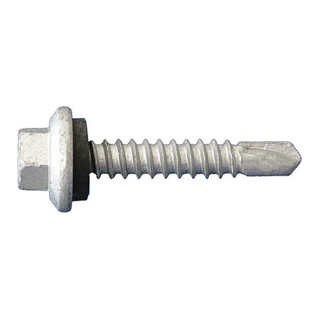 Self-Drilling Screw, #14 X 1-1/2 In, Dagger Guard Steel Hex Head Hex Drive, 1000 PK