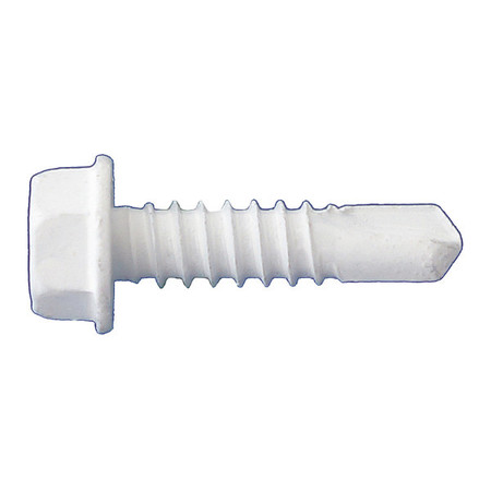 DAGGERZ Self-Drilling Screw, #10 x 3/4 in, Dagger Guard White Coating Steel Hex Head Hex Drive, 7000 PK SDCT10034WHT