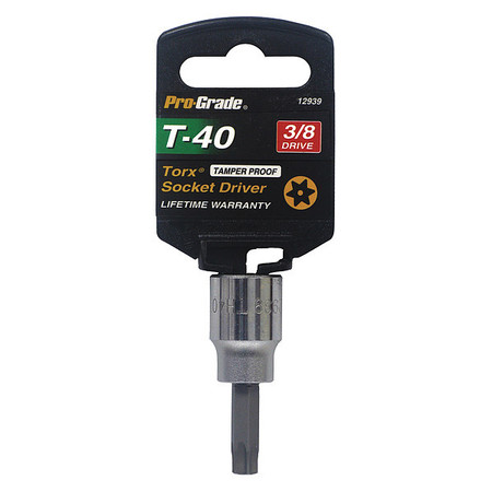 PRO-GRADE TOOLS Tamper Proof Torx Socket, 3/8"Dr., T40 12939