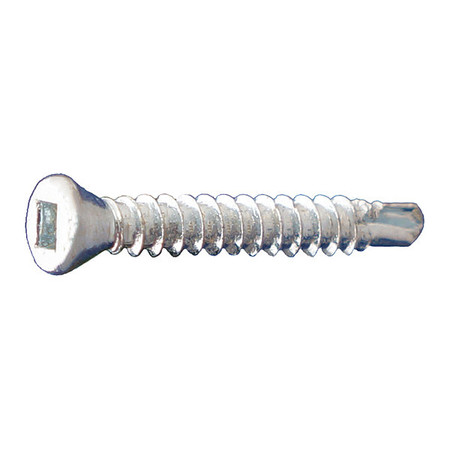 Daggerz Self-Drilling Screw, #6 x 1 in, Clear Zinc Plated Steel Trim Head Square Drive, 10000 PK TRSQSDZ06100