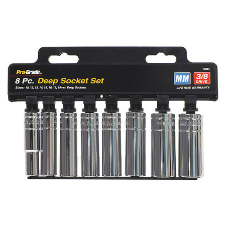 PRO-GRADE TOOLS 3/8" Drive Socket Set, Metric, 8 pcs 19304