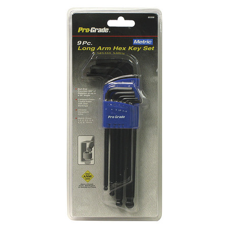 PRO-GRADE TOOLS 9 Piece Metric L-Shape, Hex Key Set 85336