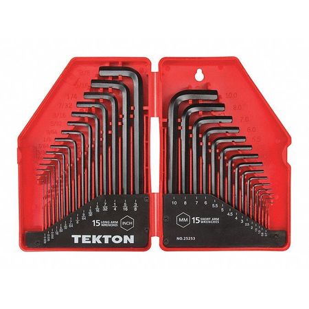 Tekton 30 Piece Metric/SAE L-Shape Hex Key Set, 25253 25253