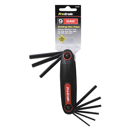 PRO-GRADE TOOLS 9 Piece SAE Fold-Up, Hex Key Set 85332