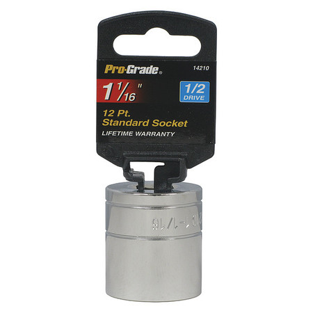 PRO-GRADE TOOLS Socket, 1/2"Dr., 12Pt., 1-1/16" 14210