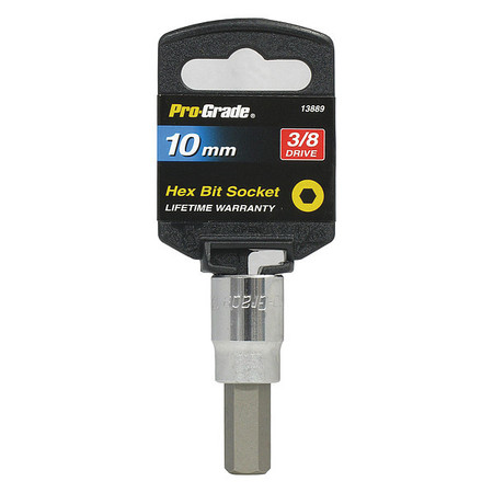PRO-GRADE TOOLS Socket, 3/8"Dr., 10mm, Hex Bit 13889