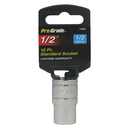PRO-GRADE TOOLS Socket, 1/2"Dr., 12Pt., 1/2" 14201