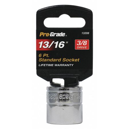 PRO-GRADE TOOLS Socket, 3/8"Dr., 6Pt., 13/16" 13208