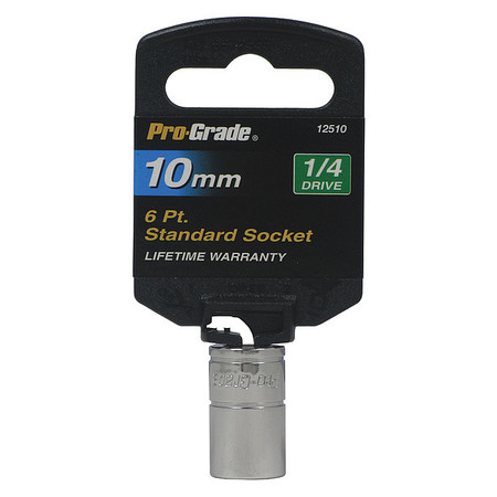 PRO-GRADE TOOLS Socket, 1/4"Dr., 6Pt., 10mm 12510