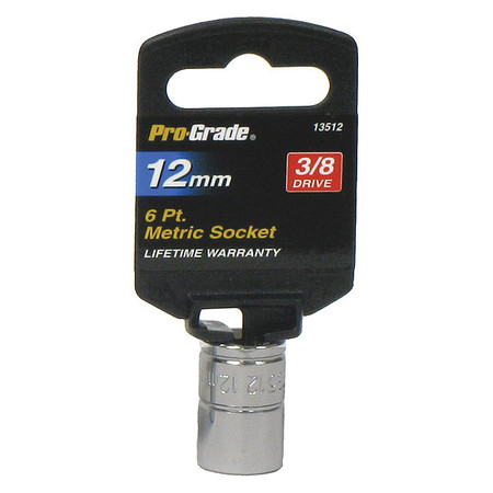 PRO-GRADE TOOLS Socket, 3/8"Dr., 6Pt., 12mm 13512