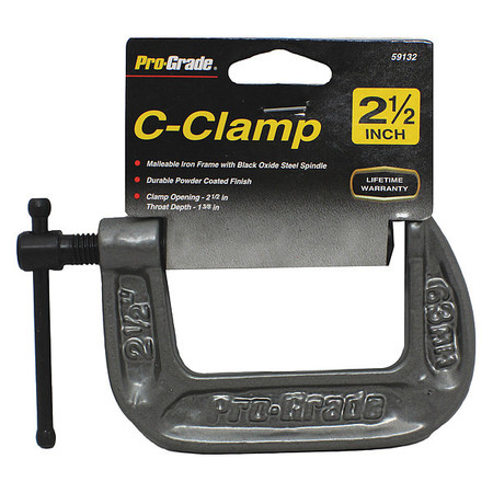 PRO-GRADE TOOLS C-Clamp, 2, 1/2x1-3/8" 59132