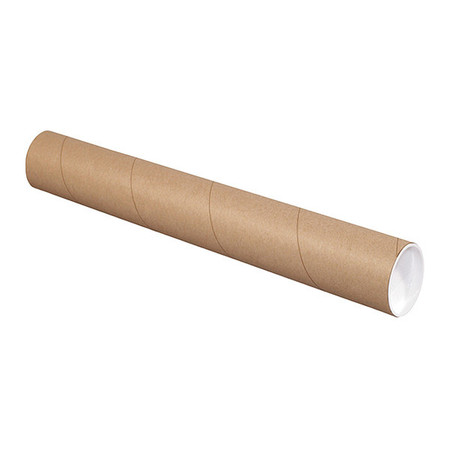 PARTNERS BRAND Mailing Tubes with Caps, 3" x 26", Kraft, 24/Case P3026K