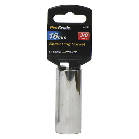 PRO-GRADE TOOLS Socket, 3/8"Dr., 18mm Spark Plug 13255