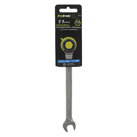 PRO-GRADE TOOLS Ratcheting Combo Wrench, 11mm 11654