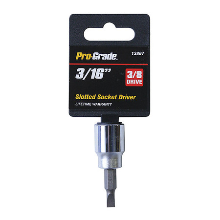 PRO-GRADE TOOLS Socket, 3/8"Dr., 3/16" Slotted Bit 13867