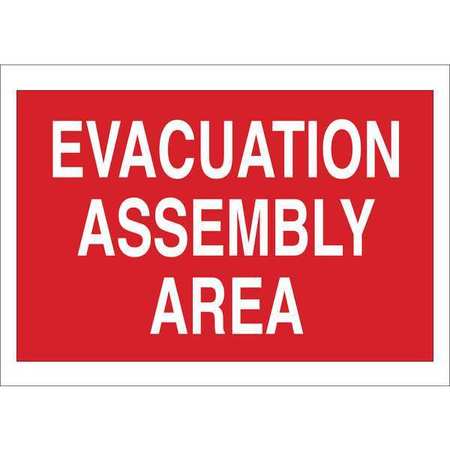 BRADY Evacuation Area Sign, 14X20", WHT/R, AL 95505