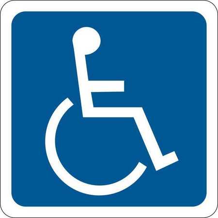Brady Handicap Parking Sign, 6" W, 6" H, No Text, Fiberglass, Blue, White 94336