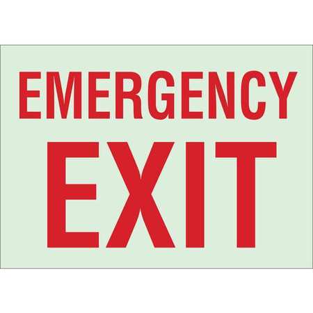 Brady Fire Exit Sign, 10 in Height, 14 in Width, Polyester, Rectangle, English 90494