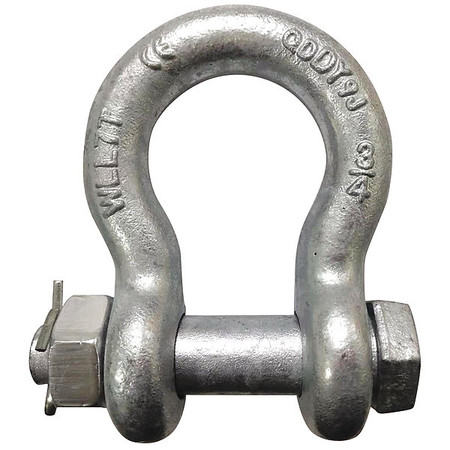 Zoro Select Anchor Shackle, Bolt Type, 3/8" Body Size, Width Between Eyes: 21/32 in 55AX96
