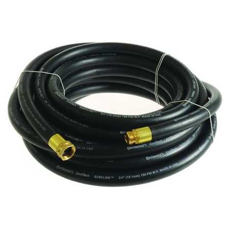 Continental Garden Hose, 3/4" ID x 100 ft., Black, Hose Outside Dia.: 1 in CWH075-100MF-G