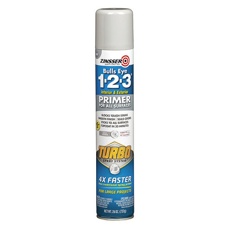 ZINSSER Spray Primer, Be 1-2-3 Turbo Gray, Flat Finish, 26 oz. 343748