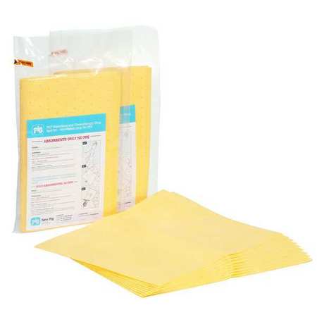 PIG Sorbents, 3 gal, 13 in x 20 in, Harsh Chemicals, Yellow, Polypropylene KIT2012