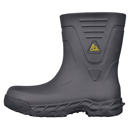 ACE Rubber Boot, Men's, 12, Mid-Calf, Black, PR, Footwear Width: D 885999105178