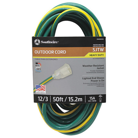 SOUTHWIRE Extension Cord, 12 AWG, 125VAC, 50 ft. L 2548SW0052