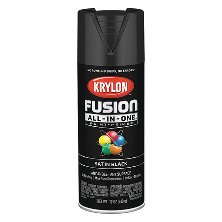 Krylon Rust Preventative Spray Paint, Black, Satin, 12 oz K02732007