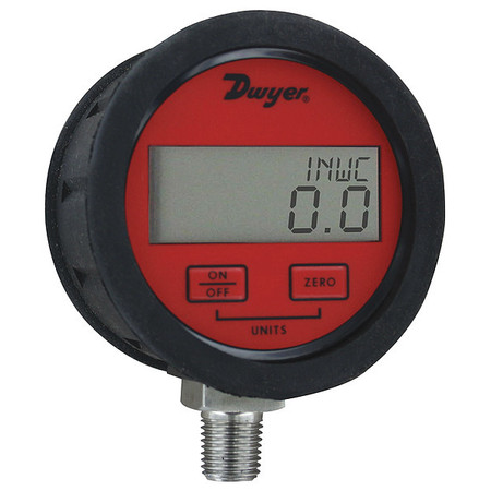 DWYER INSTRUMENTS Digital Pressure Gauge, 0 to 50 psi, 1/4 in MNPT, Red DPGAB-07