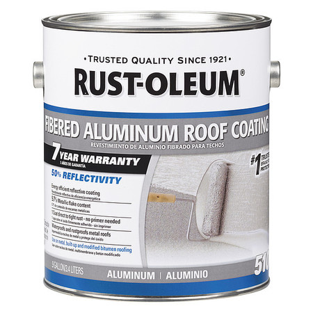 RUST-OLEUM Aluminum Roof Coating, 0.9 gal, Light Gray, Finish: Unfinished 301907