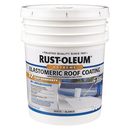 Rust-Oleum Elastomeric Roof Coating, 4.75 gal., White, Dry Time: 2 to 24 hr 301992