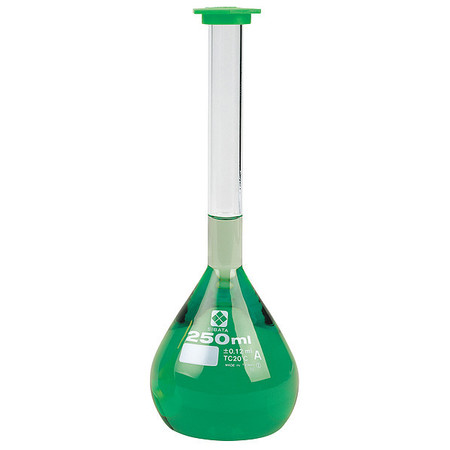SIBATA Volumetric Flask, 250 mL, 225 mm H, PK4 2303A-250