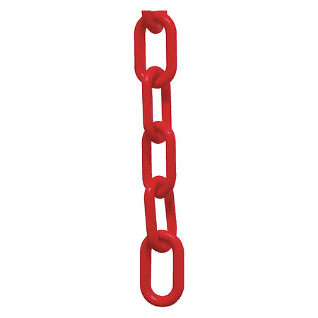 ZORO SELECT Plastic Chain, 2" Size, 25 ft. L, Red 51005-25